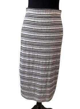 New BOBEAU White Black Striped Pull On Straight & Pencil Skirt Size S